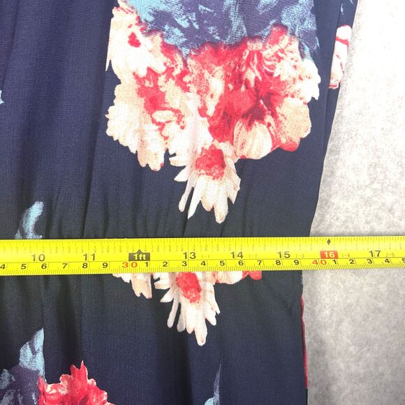 Market and Spruce Maxi Dress Womens Large Indigo Keyhole Neck Elastic Waist Boho - Picture 12 of 16